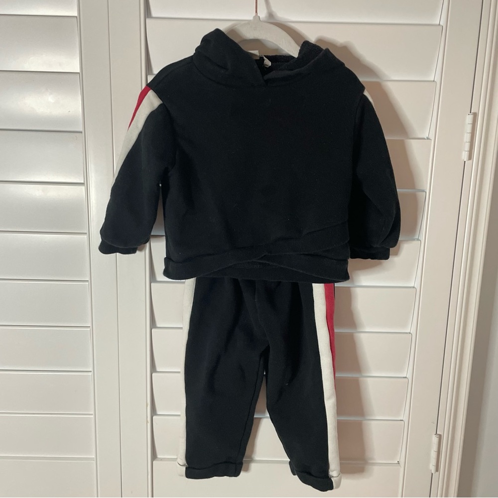Habitual Striped Hooded Sweatsuit Black Size 18 months